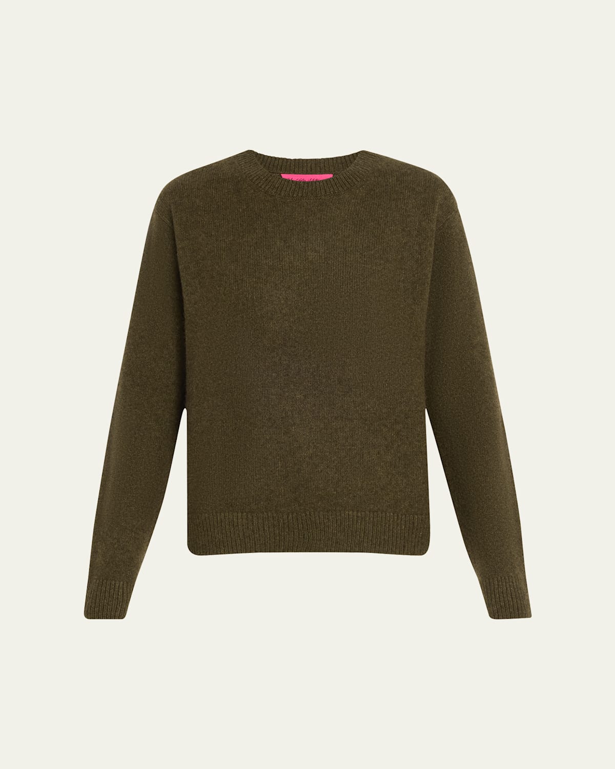 Shop The Elder Statesman Long-sleeve Cashmere Drop-shoulder Crewneck Top In Newolive