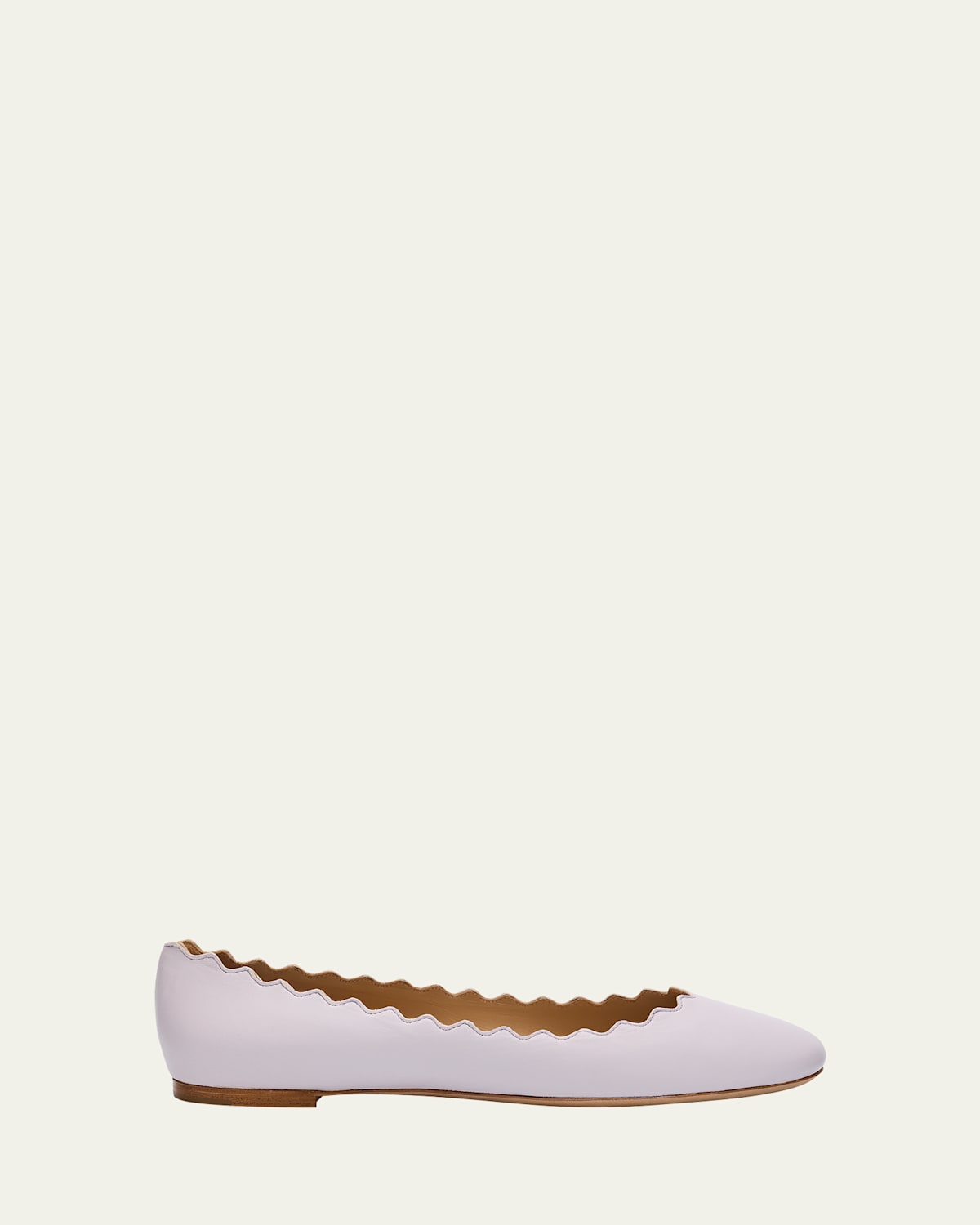 CHLOÉ LAUREN SCALLOPED LEATHER BALLET FLATS 