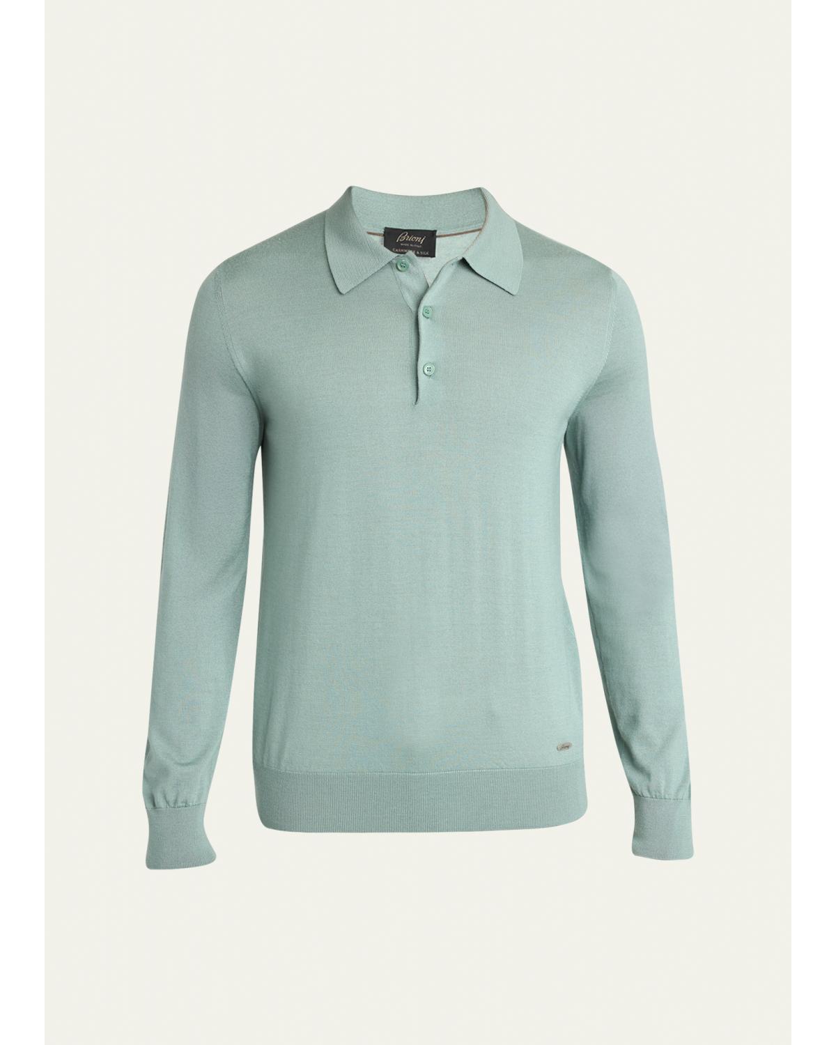 Men'S Cashmere-Silk Polo Sweater