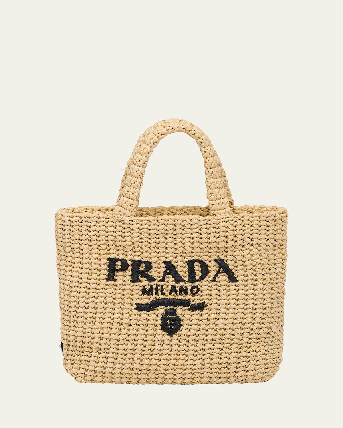 Prada Small Crochet Tote Bag In Neutral
