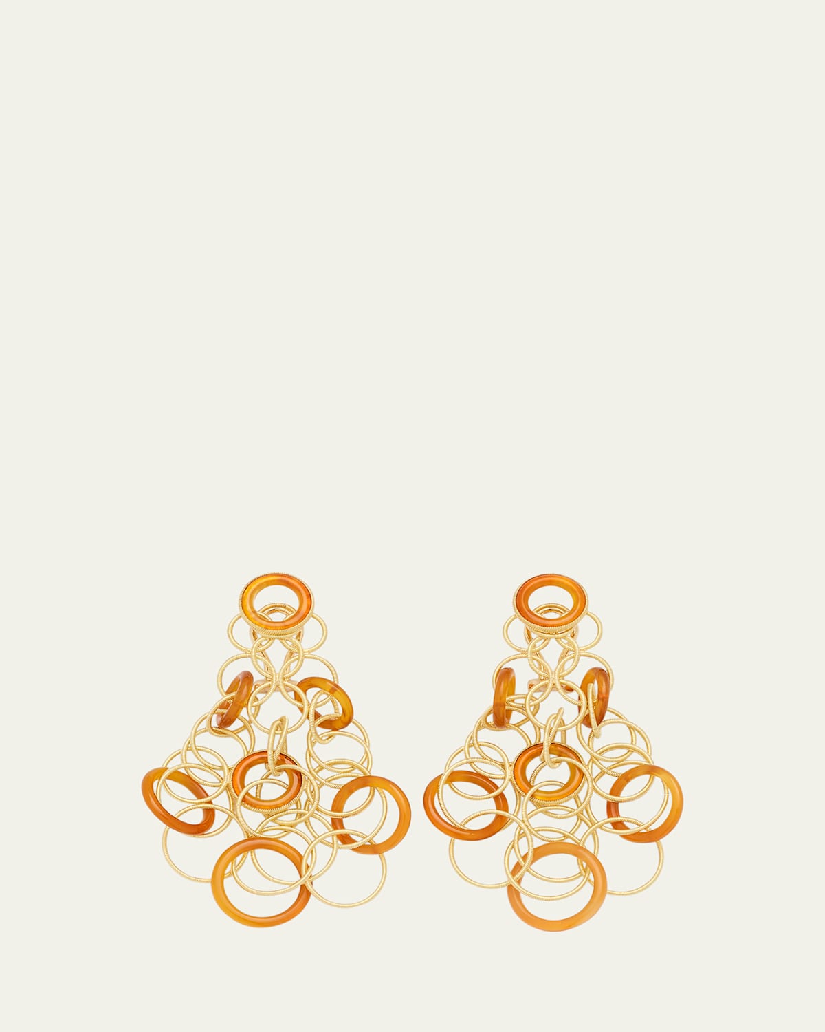 Hawaii 18K Gold & Carnelian Pendant Earrings, 7cm