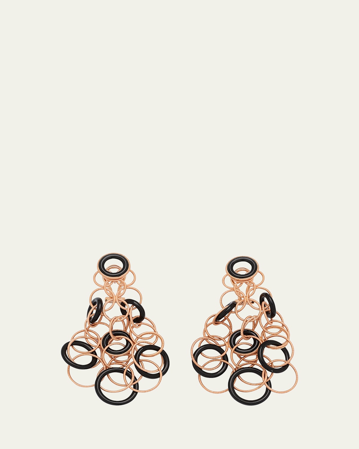 Hawaii 18K Rose Gold & Onyx Pendant Earrings, 7cm