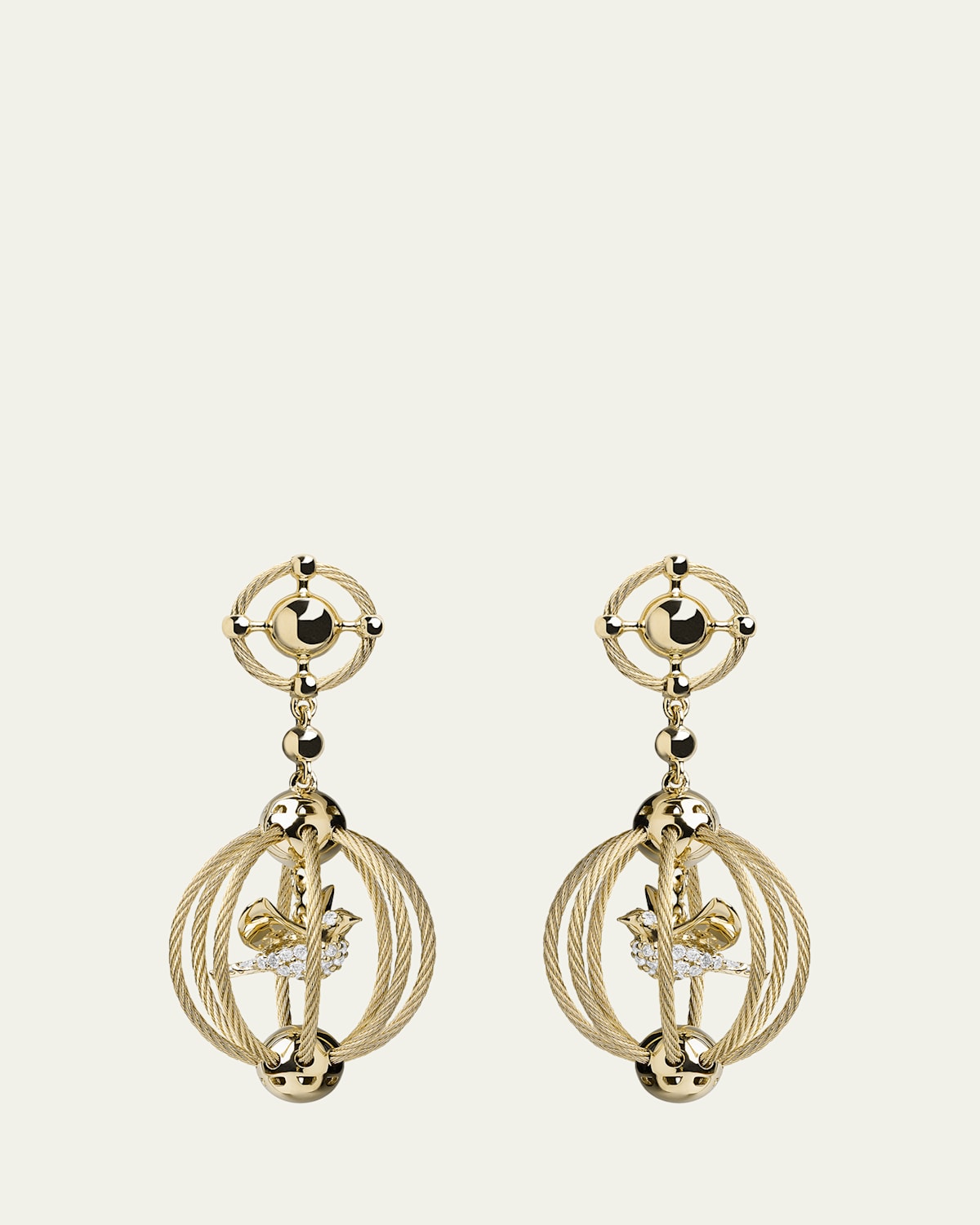 Paul Morelli 18K Gold Birdcage Earrings with Diamonds