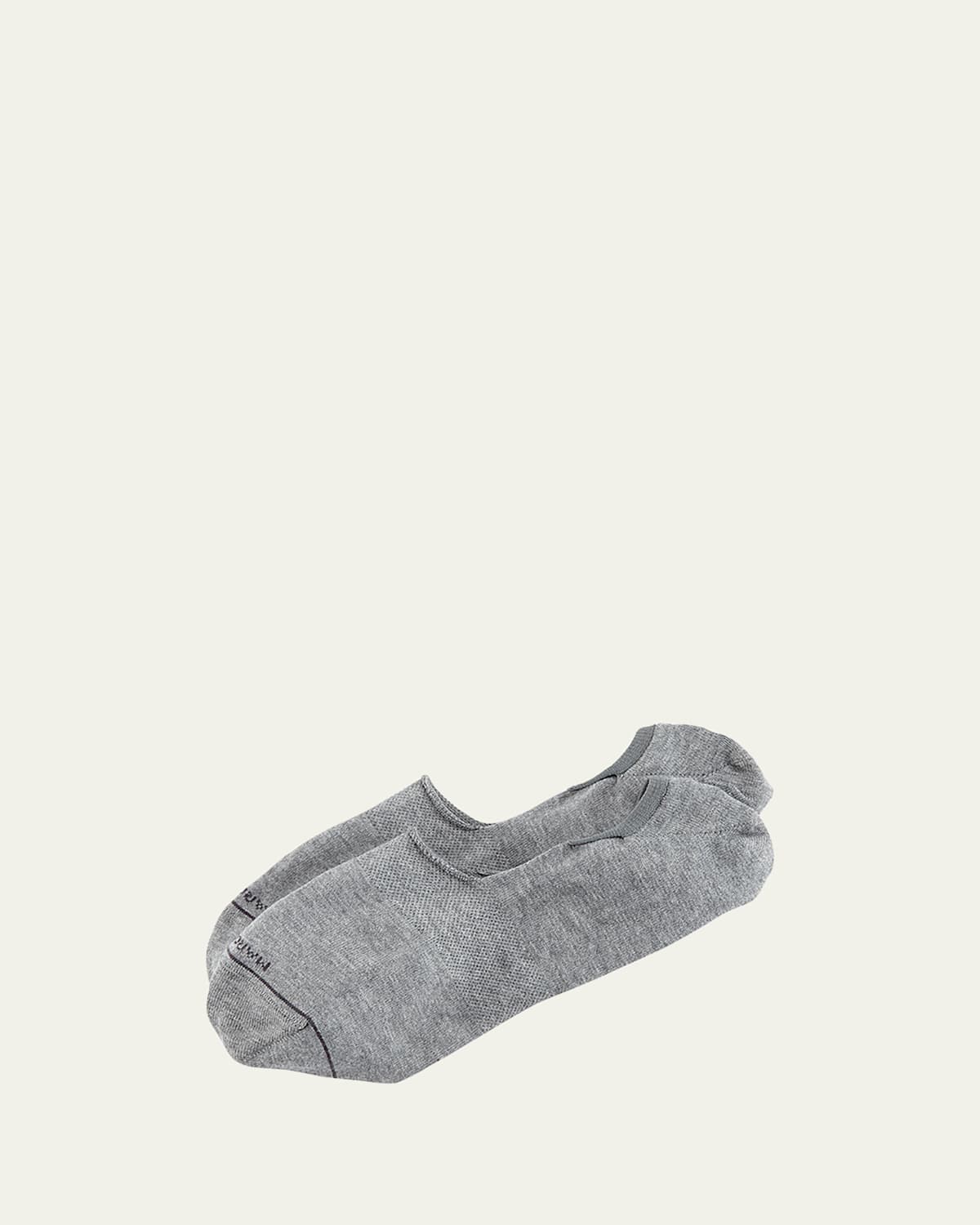 Marcoliani Invisible Touch Solid No-show Socks In Gray