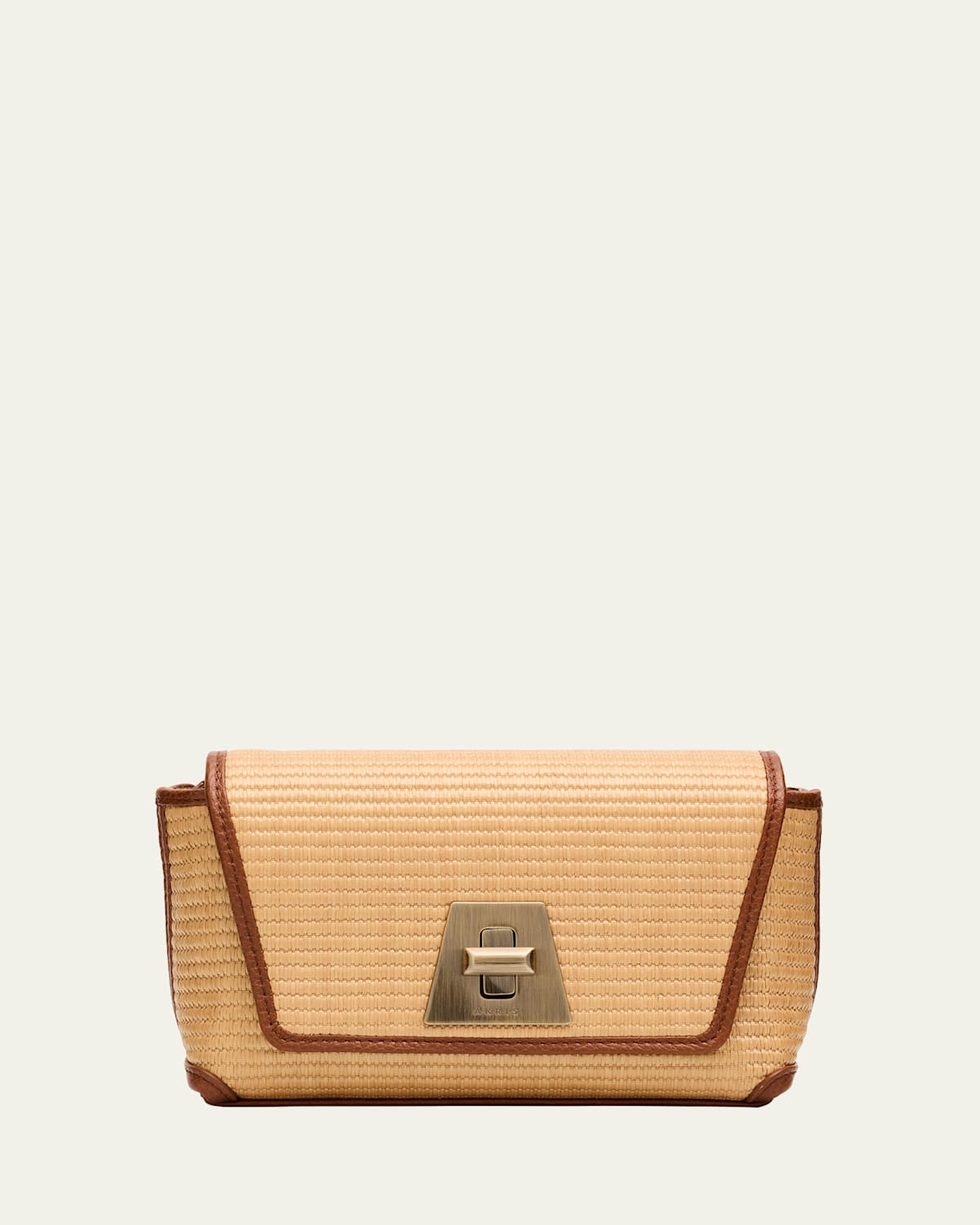 Akris Anouk Little Day Bicolor Raffia Crossbody Bag In Camel Caramel