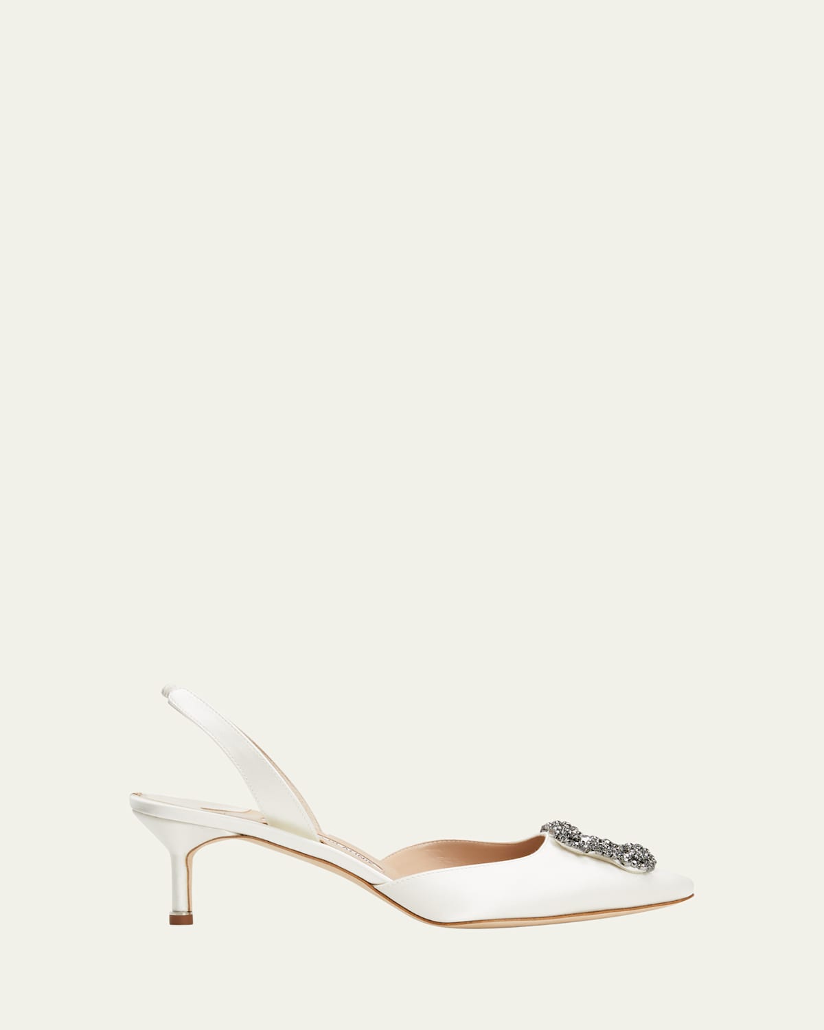 Manolo Blahnik 70mm Hangisli Satin Pumps In Light Cream