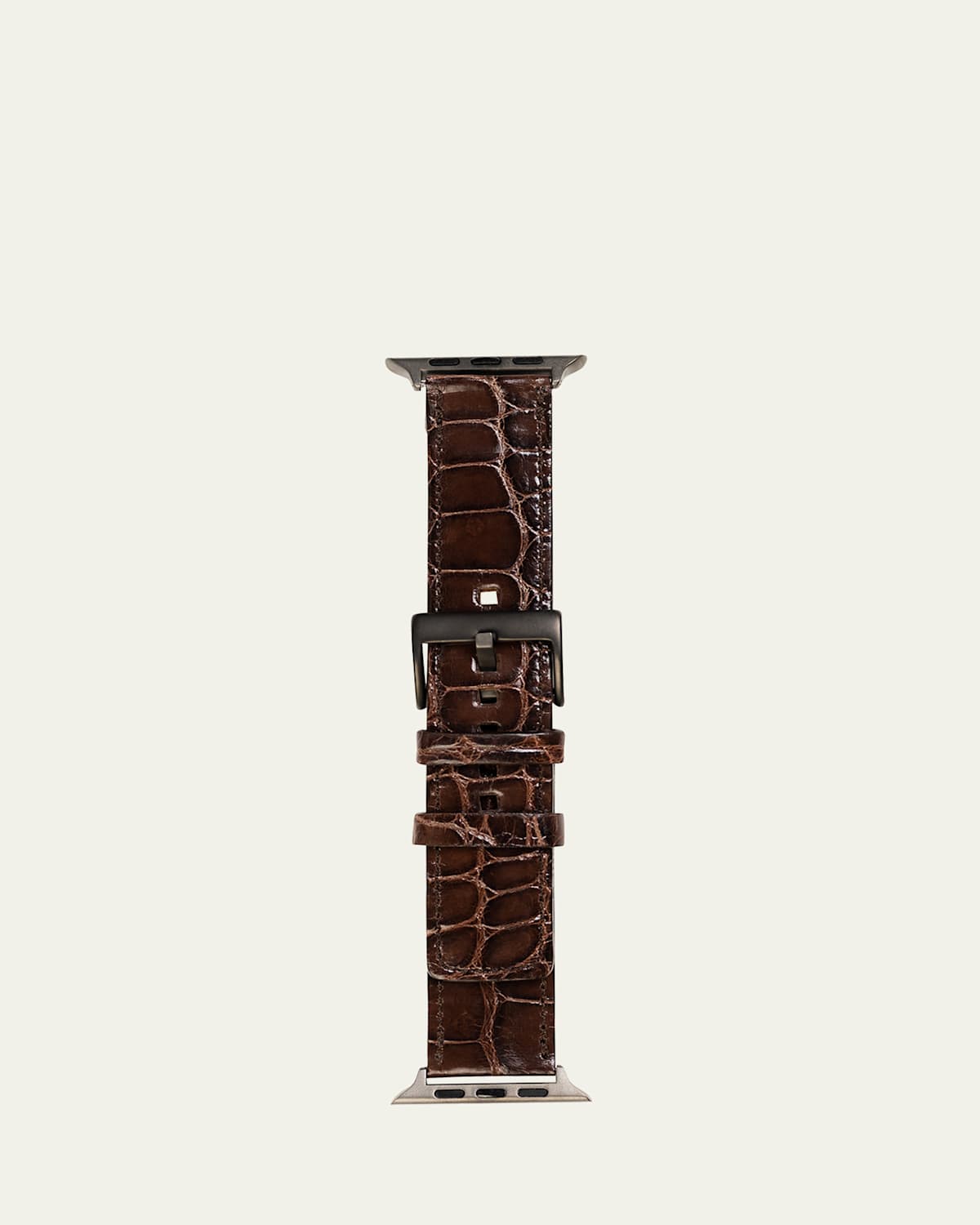 Men's Apple Watch Alligator-Leather Watch Strap, Space Gray Finish