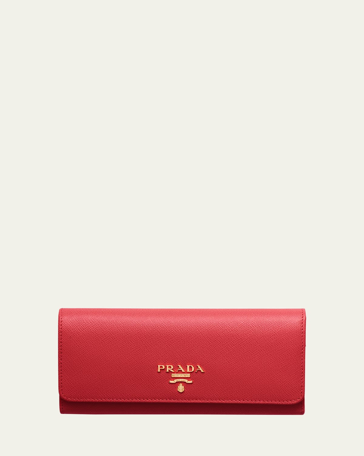 Prada Bifold Flap Leather Long Wallet In F068z Fuoco