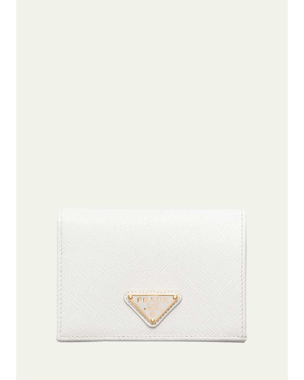 Prada Small Saffiano Leather Wallet In Bianco