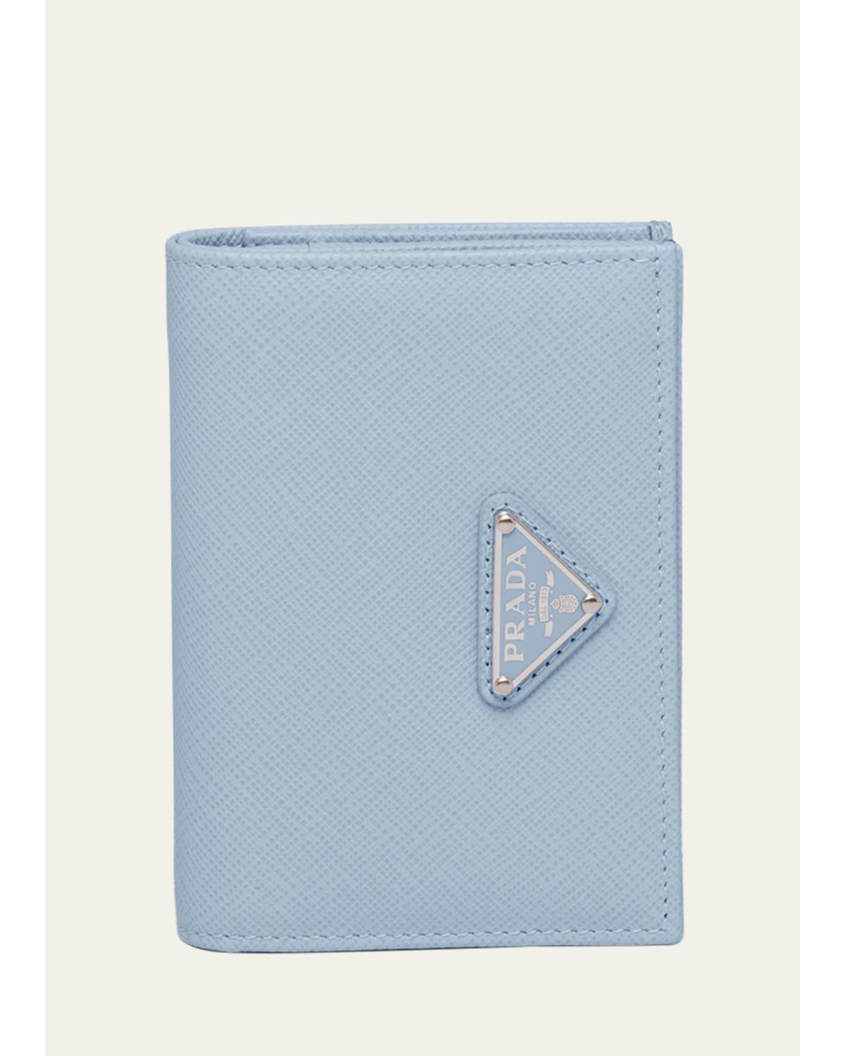 Prada Small Saffiano Leather Wallet In Celeste