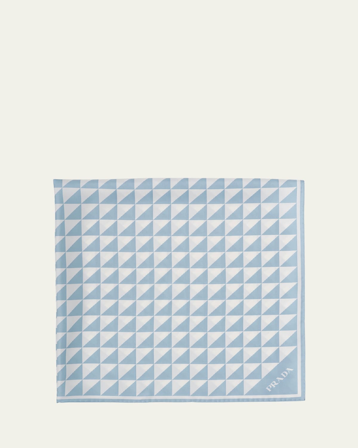 Prada Triangle Logo Silk Scarf In F0x24 Cielo Bianco