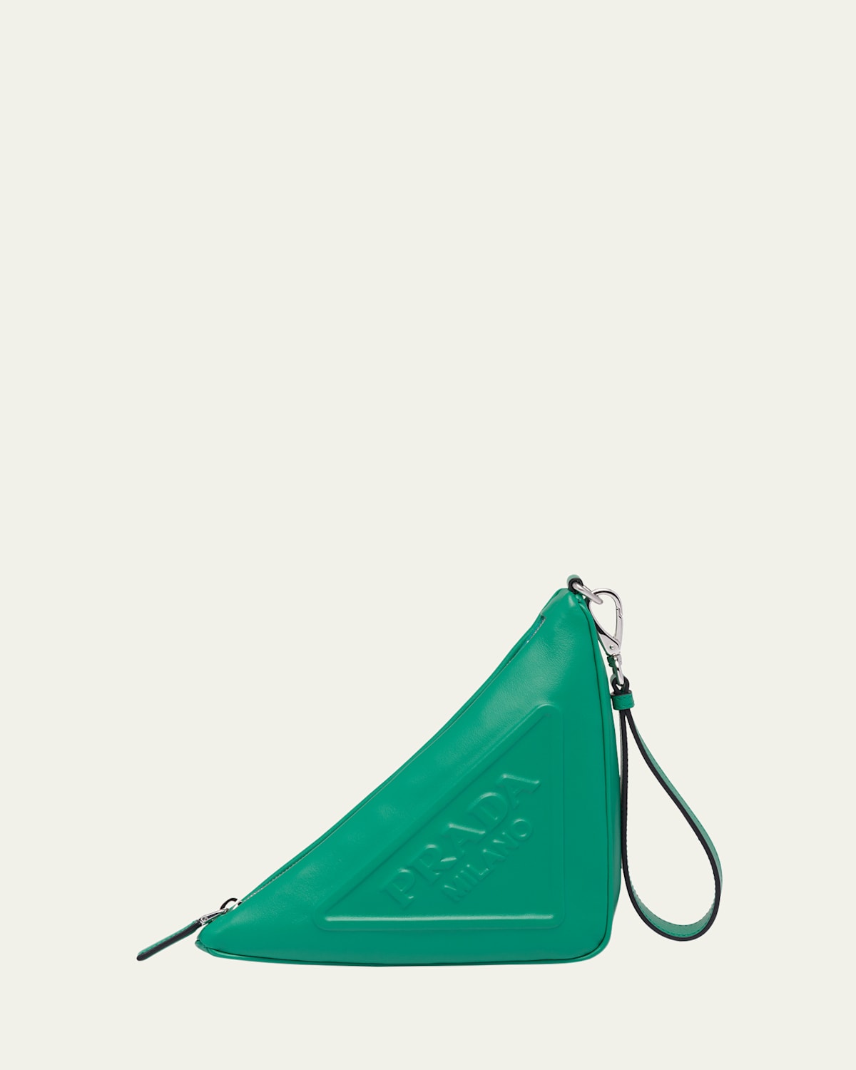 Prada Grace Triangle Leather Pouch In F0458 Mango
