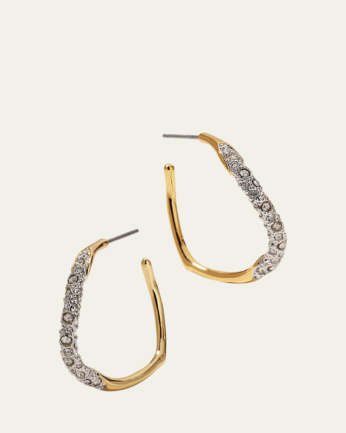 Medium Two-Toned Pave Hoop Earrings