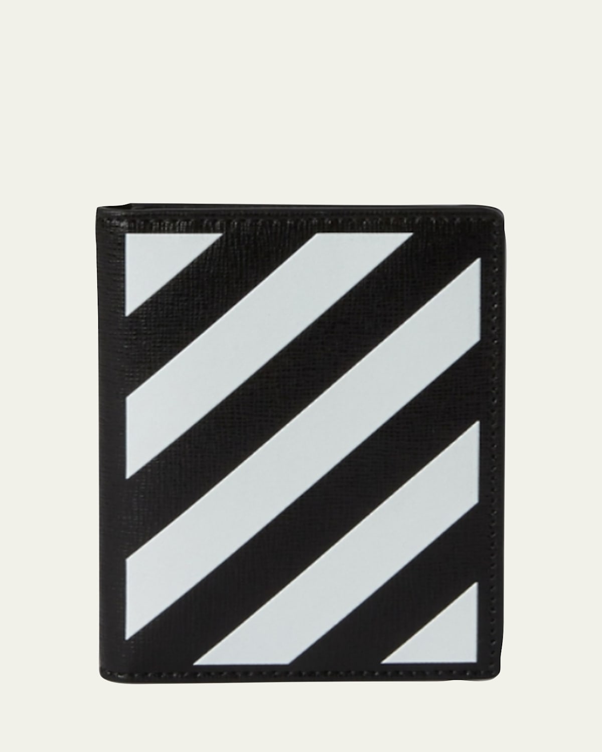 Off-white Men's Diagonal Stripe Leather Wallet In Black White