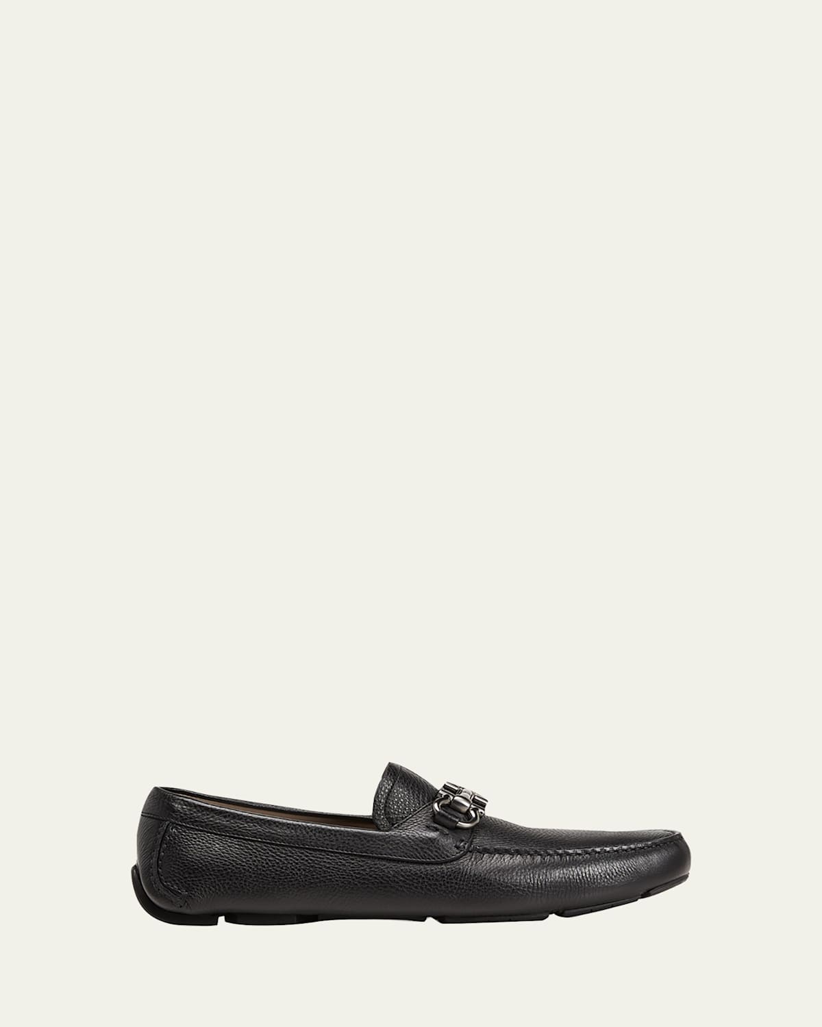 Ferragamo Men's Parigi Gancini Leather Drivers In Black