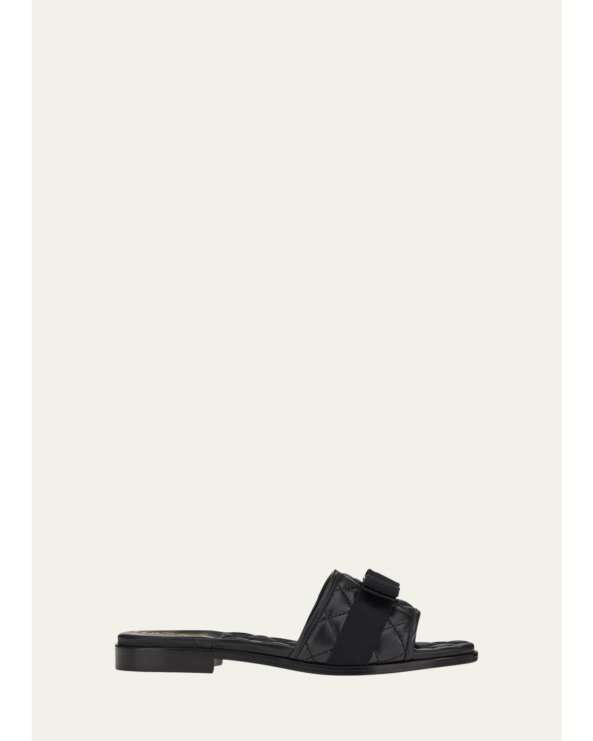 Quilted Lambskin Flat Sandals