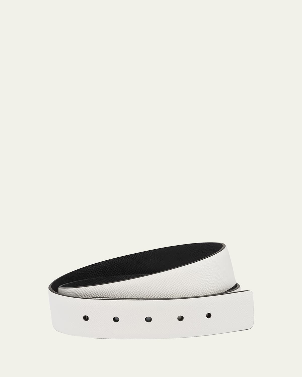 Prada Reversible Saffiano Leather Belt Strap In F03x5 Avio/nero