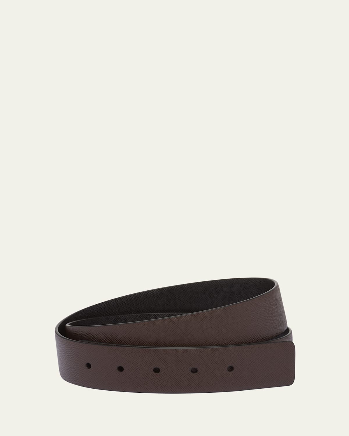 Prada Reversible Saffiano Leather Belt Strap In Caffe/nero