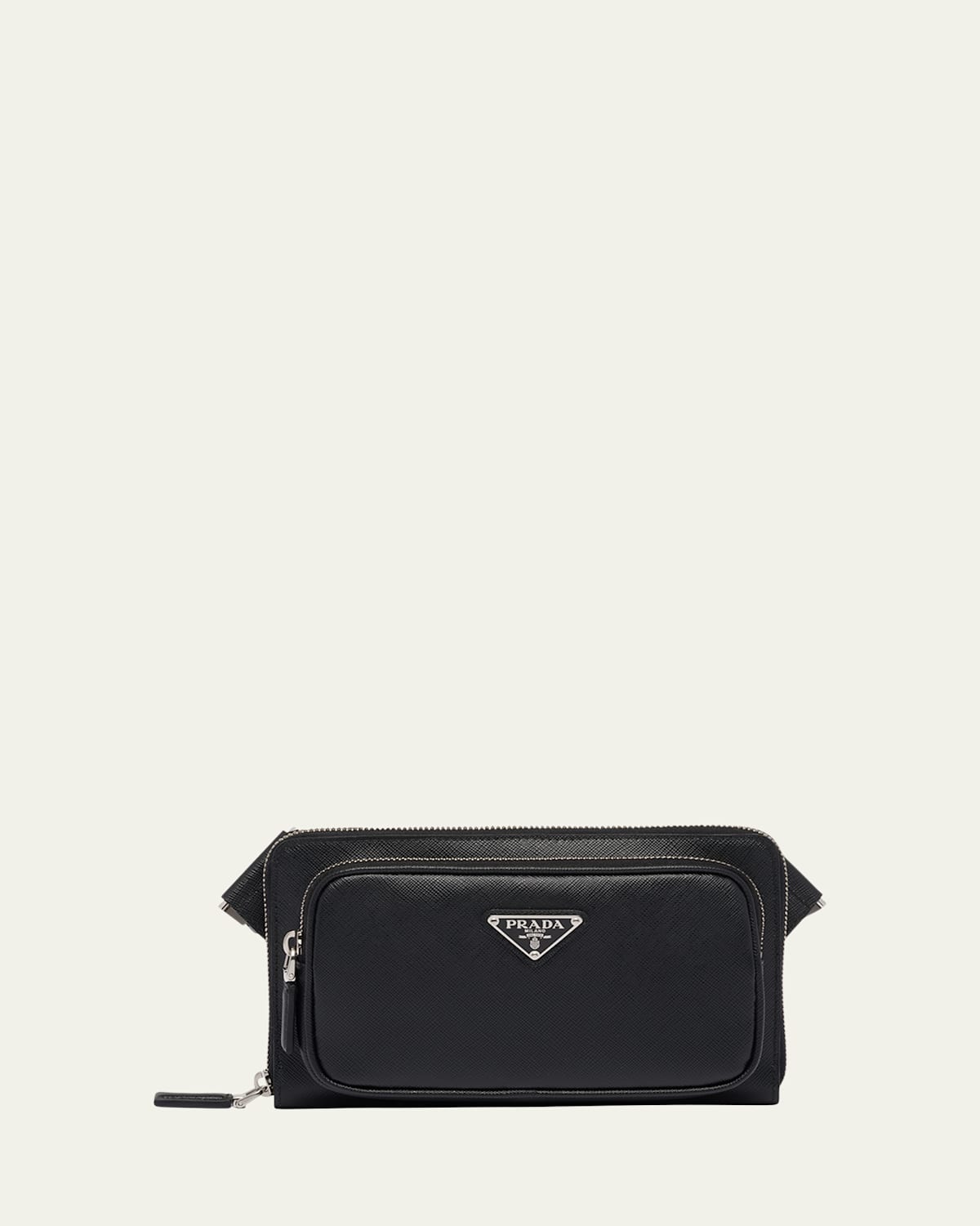 Prada Men's Saffiano Belt Bag In Nero