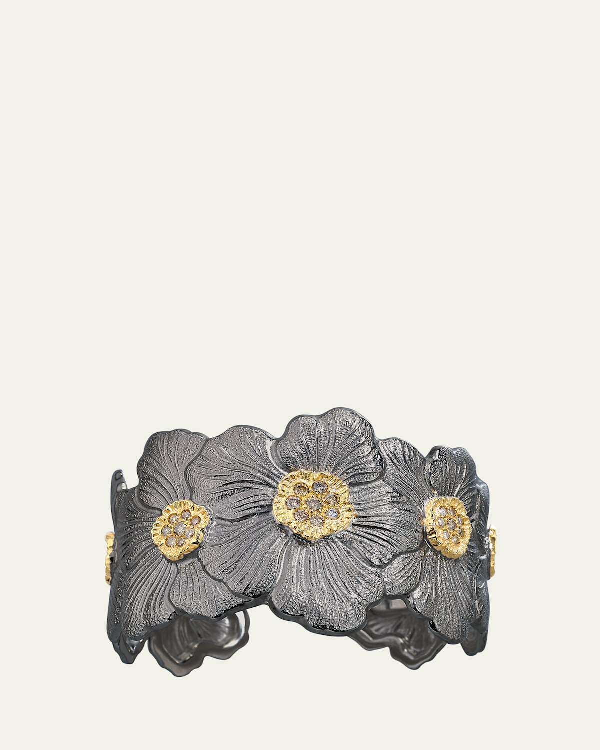 Blossom Gardenia Cuff in Burnished Silver