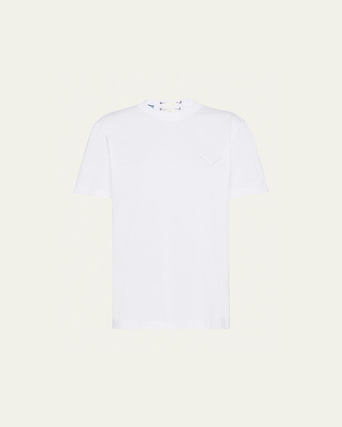 Prada Lace-up Back Jersey T-shirt In Bianco