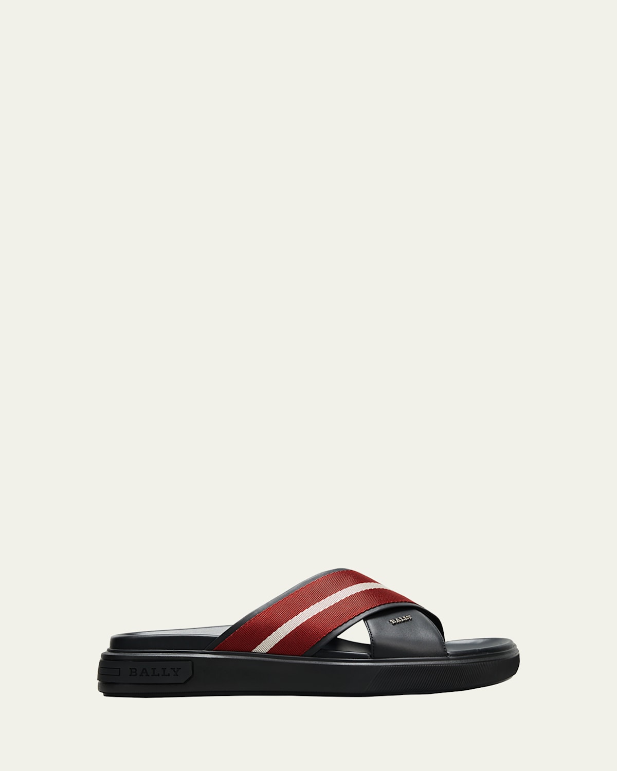 Men's Jaket Nylon Stripe Leather Slide Sandals