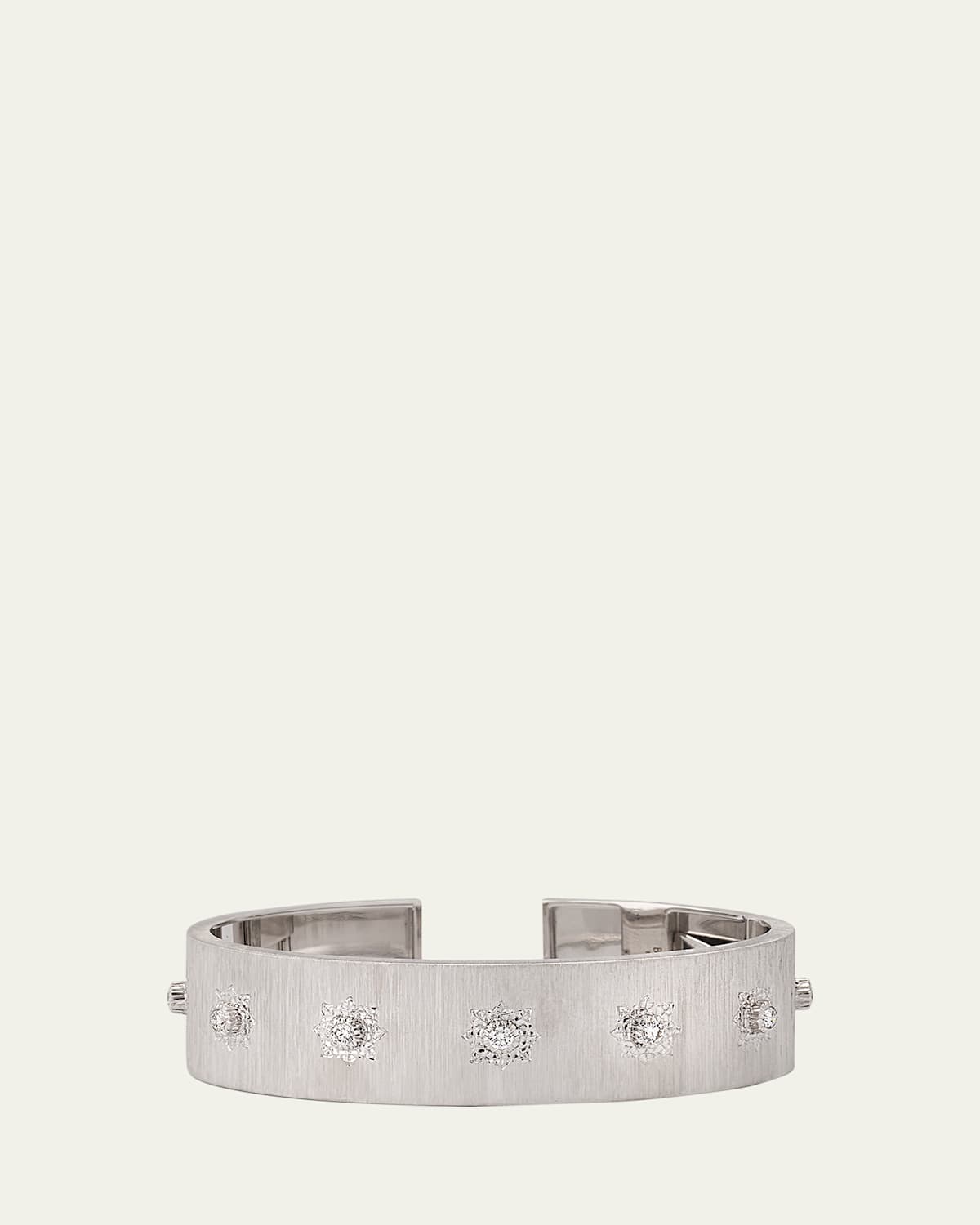 Marci 18K White Gold Flat Cuff Bracelet with Diamonds, 15.5cm