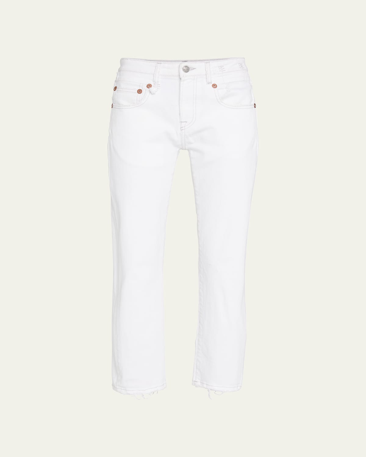 Boy Straight Cropped Frayed Hem Jeans