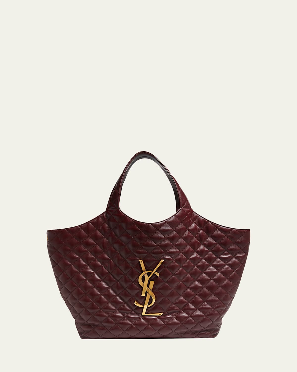 Saint Laurent Maxi Quilted Lambskin Shopping Tote Bag In Orange