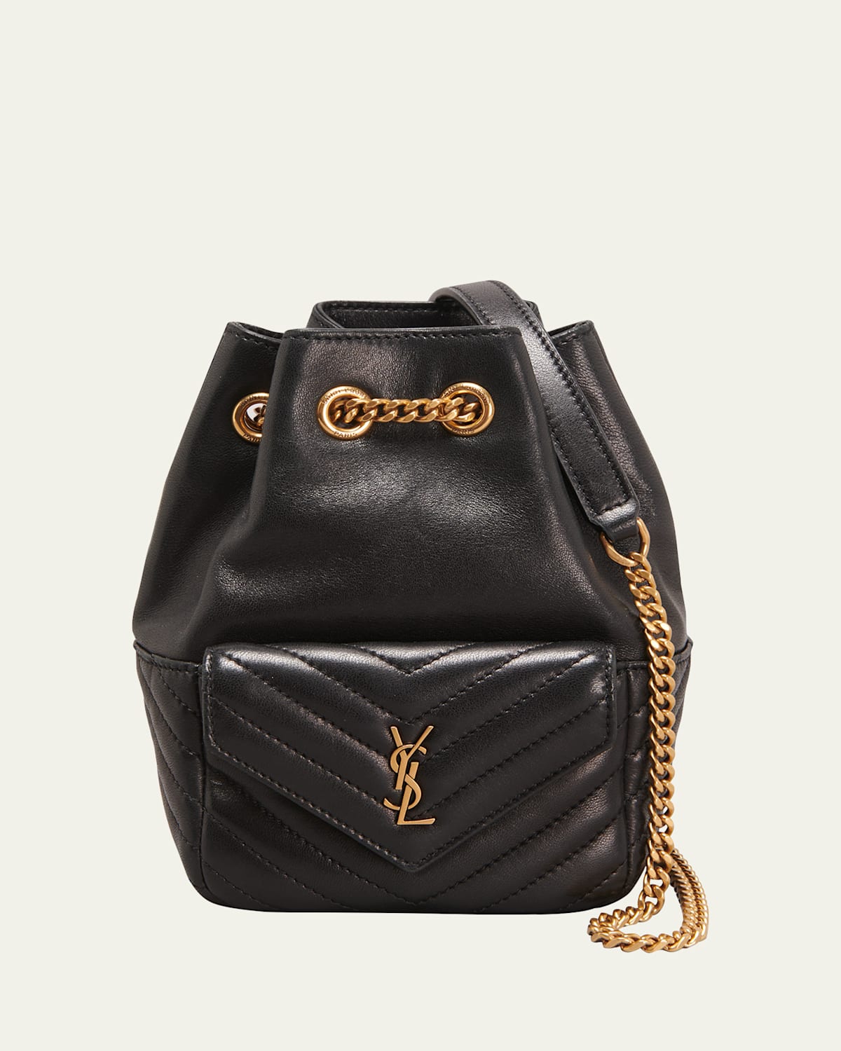 Saint Laurent Joe Mini Ysl Bucket Bag In Smooth Leather In Black