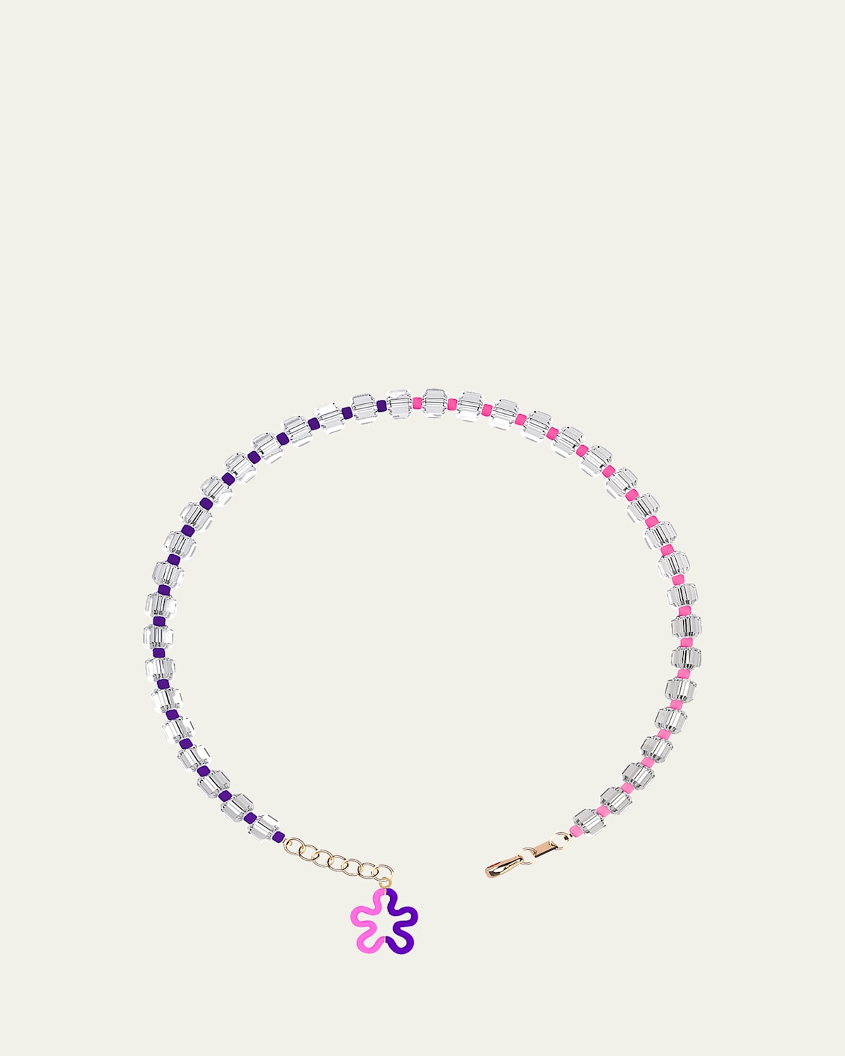 B Multi Beaded Necklace with Rock Crystal