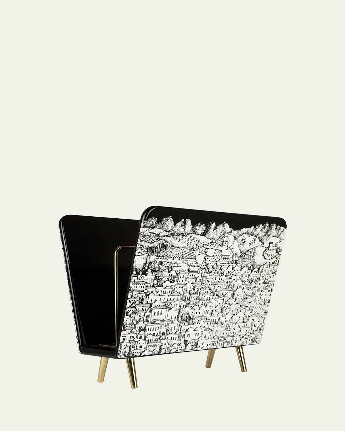 Fornasetti Gerusalemme Magazine Rack In Black/white