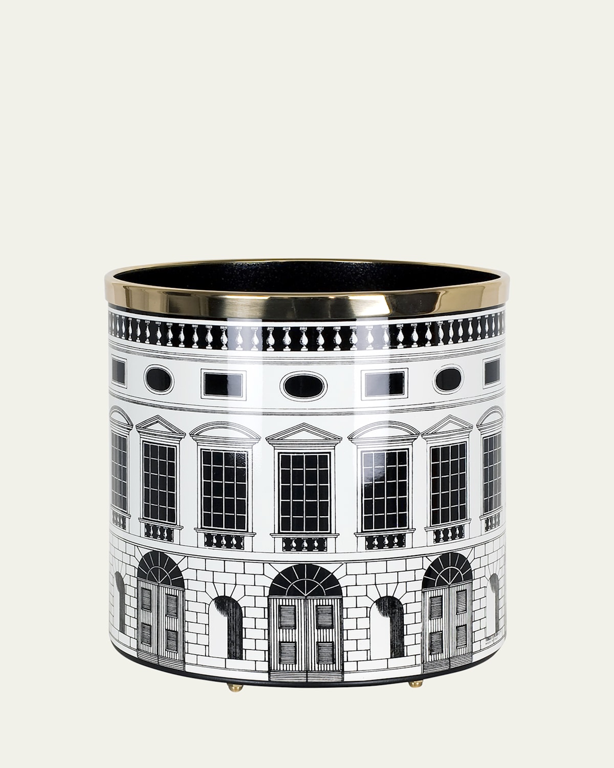 Fornasetti Architettura Paper Basket In Black/white