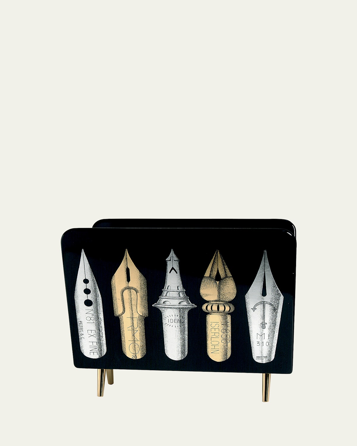 Fornasetti Pennini Magazine Rack In Black Multi
