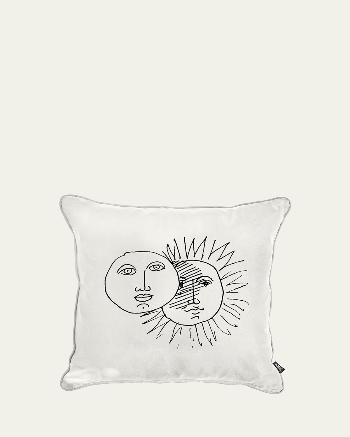 Fornasetti Solitudo Silk Cushion In White/black