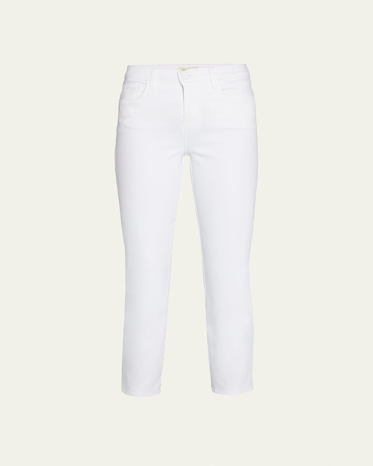 L'agence Alexia High Waist Crop Straight Leg Cigarette Jeans In Blanc