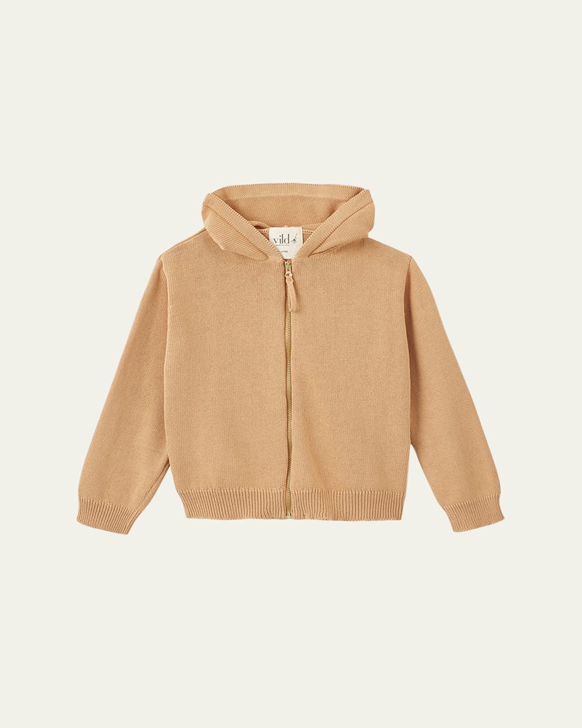 Vild - House Of Little Kid's Hooded Cotton Cardigan In Sandstone