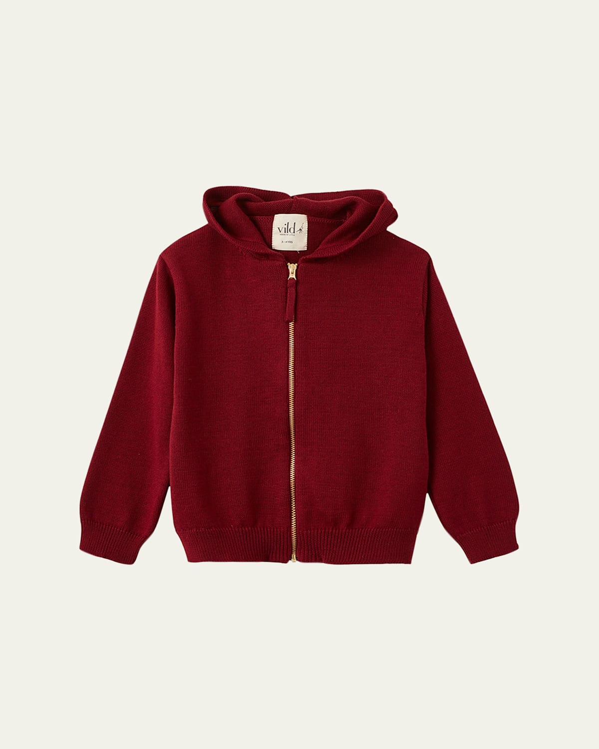 Vild - House Of Little Kid's Hooded Cotton Cardigan In Red