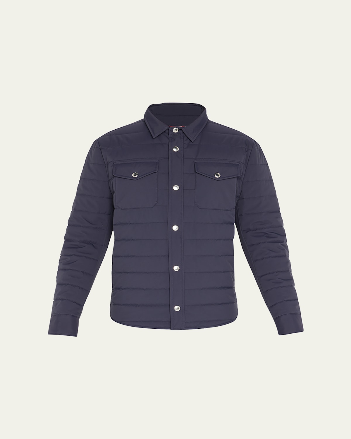Brunello Cucinelli Men's Quilted Nylon Shirt Jacket In Ink Blue
