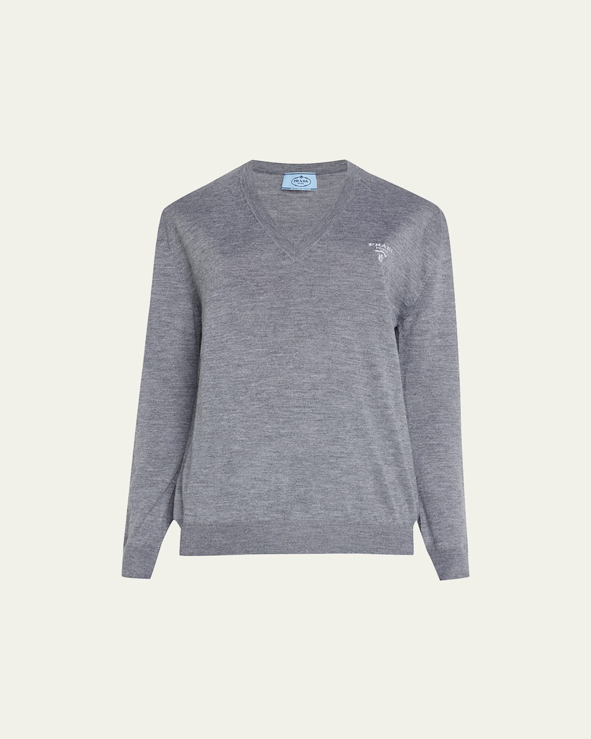 Prada Logo-intarsia Cashmere Pullover In Ardesia