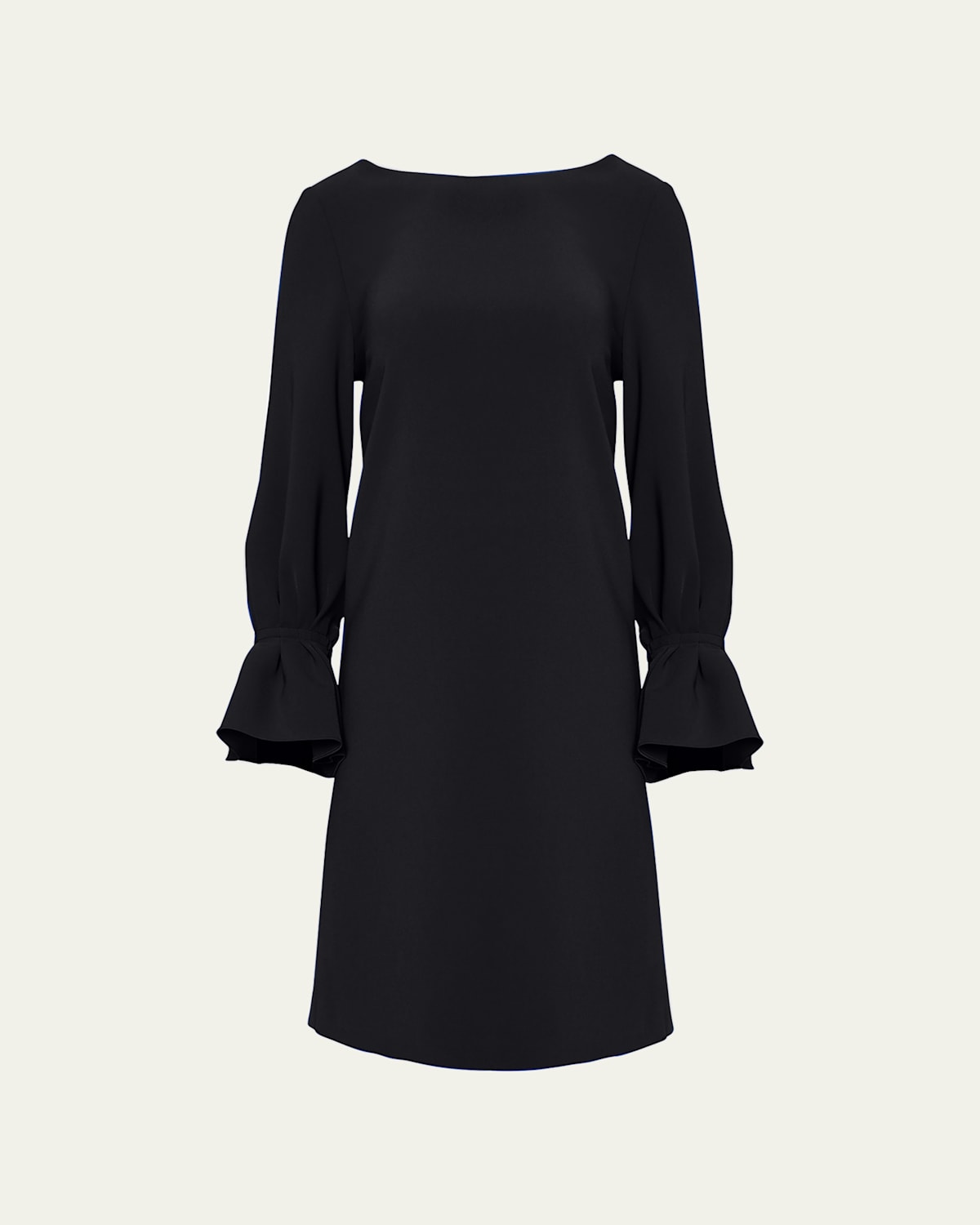 Carolina Herrera Cascading Ruffle Stretch Cotton Henley Dress In Black