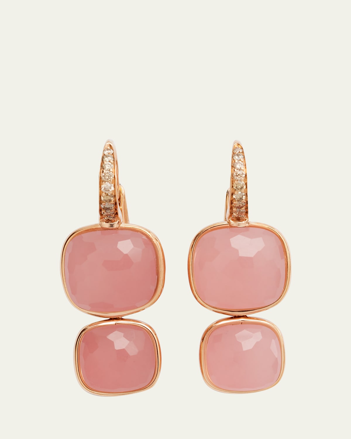 Nudo 18K Rose Gold Rose Quartz Brown Diamond Pendant Earring