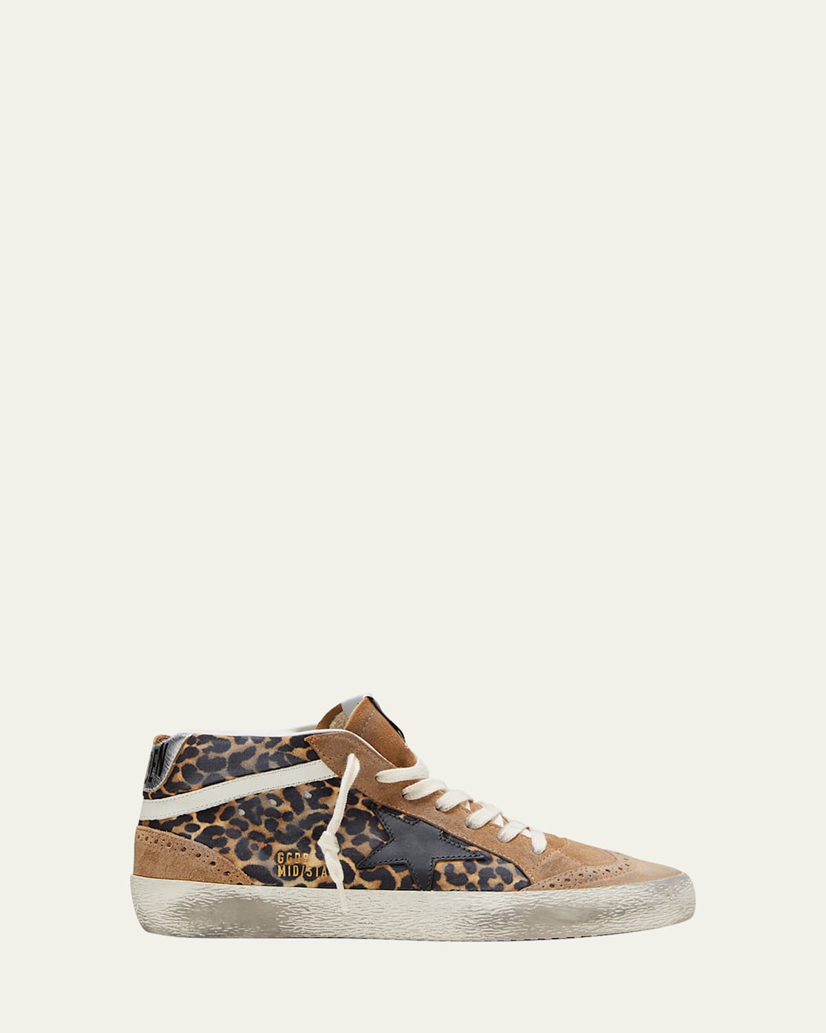 GOLDEN GOOSE MID STAR LEOPARD-PRINT SUEDE SNEAKERS 