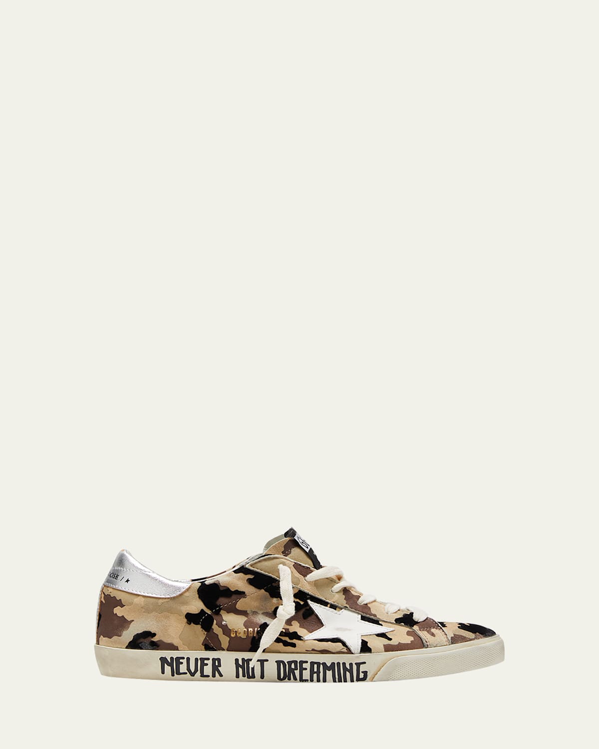 Golden Goose Superstar Camo Script Low-top Sneakers In Green Brown Beige Bl