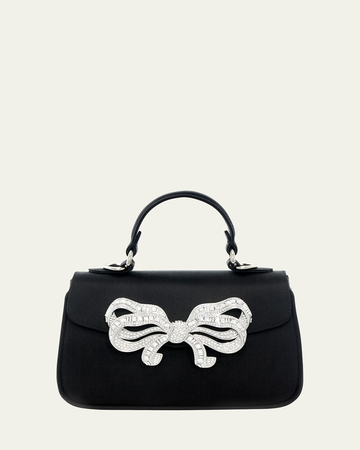 Bow Satin Top-Handle Bag