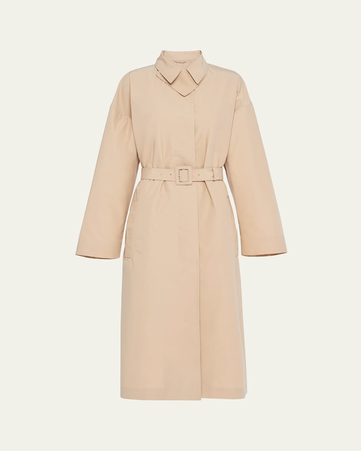 Shop Prada Belted Poplin Trench Coat In Deserto
