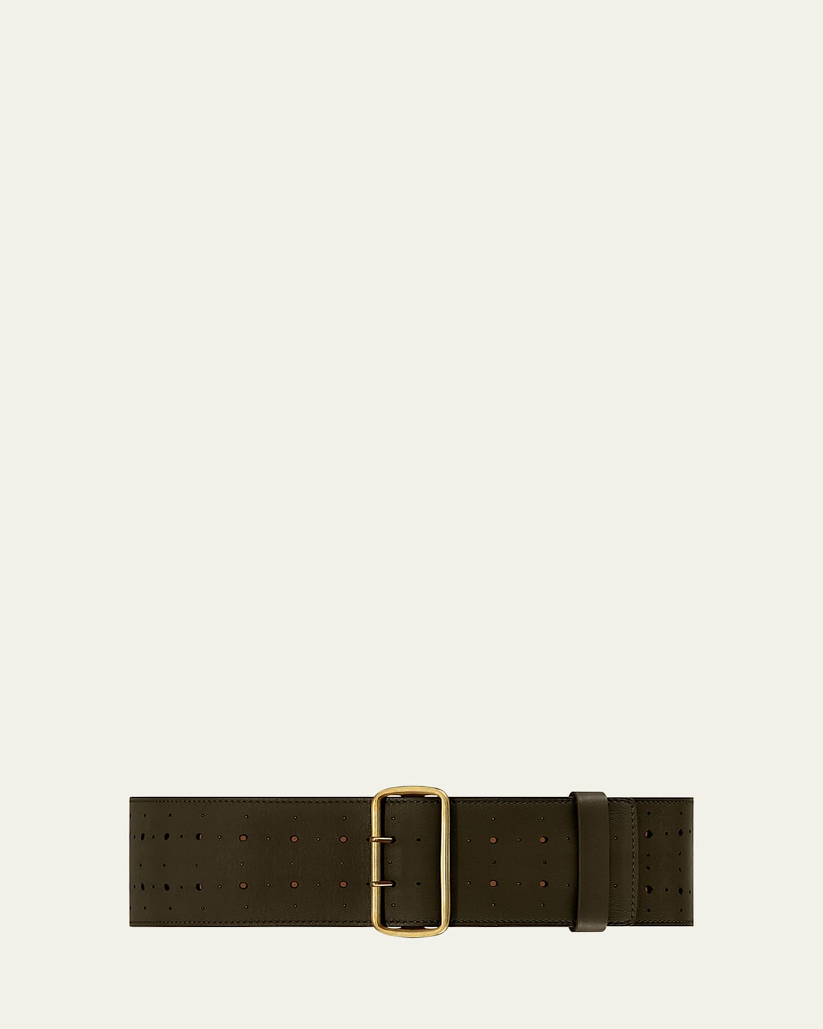 La Celeste Perforated Wide Leather Belt