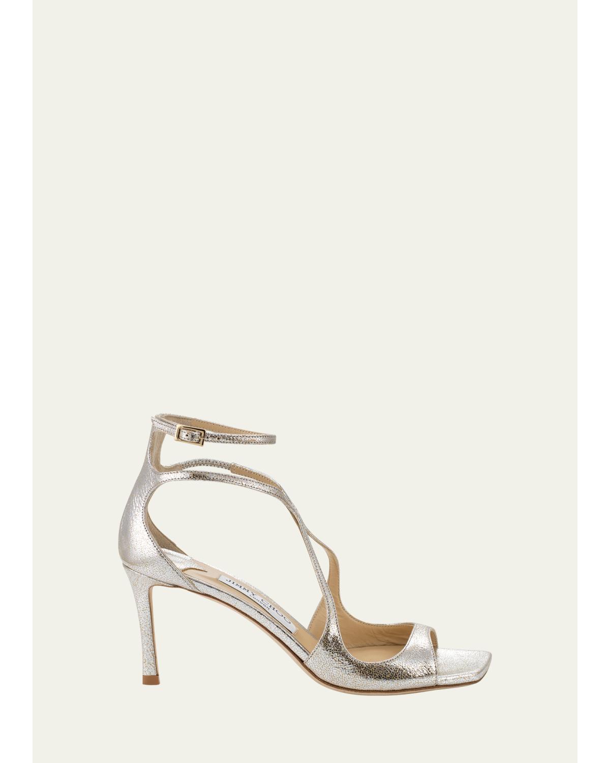 Azia Crisscross Metallic Ankle-Strap Sandals