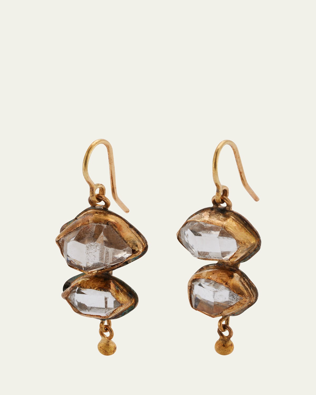 18K Yellow Gold and Silver Cone Earrings