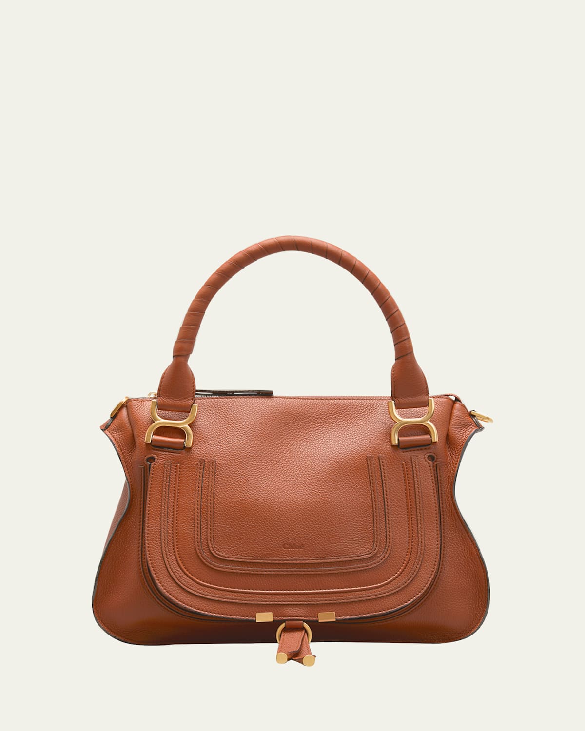 Chloé Sac Marcie En Cuir Grainé Femme Brun Taille Onesize 100% Cuir De Veau
